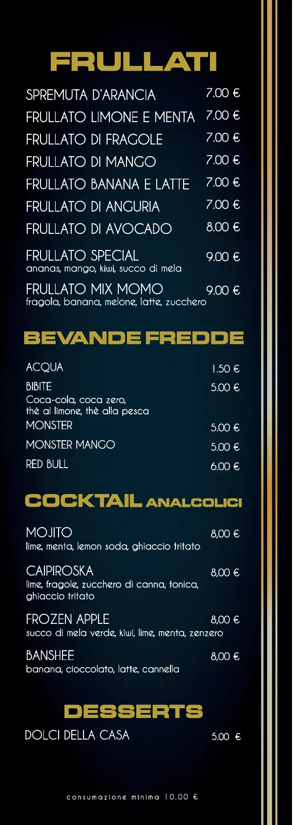 Listino online : Menu Momo Vip - MOMO CLUB - Tè & Narghilè - Torino